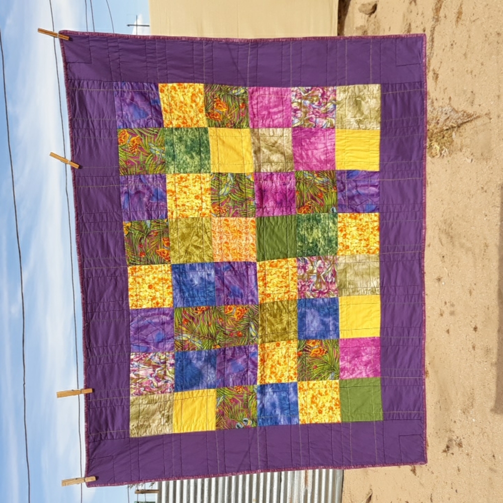 Handmade cotton Quilt 34X43  beautiful floral, butterfly, dragon fly, ladybug
